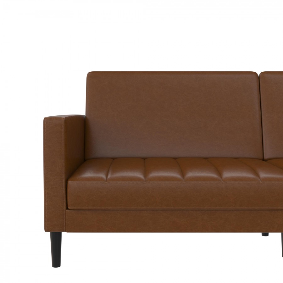 Liam Camel Faux Leather Futon Sofa